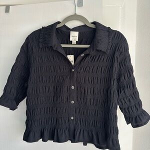 Maeve Smocked Button-Front Top